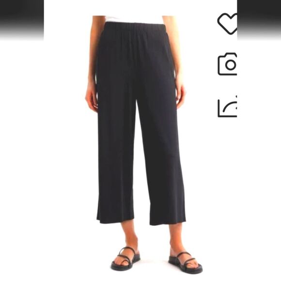 C&C California Black Wide Leg Pants with Elastic Waistband - Picture 1 of 13